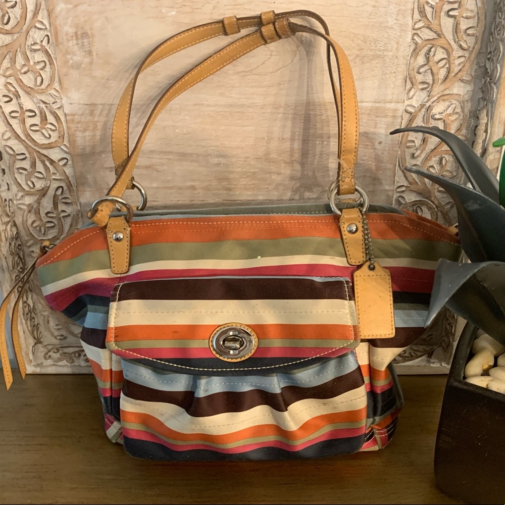Coach striped handbag